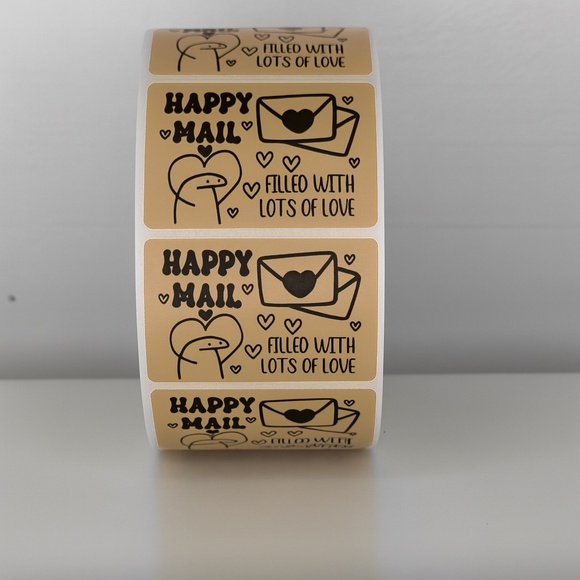 Happy Mail Stickers Filled With Love | Mint Cute Packaging Labels Heart - Picture 1 of 11
